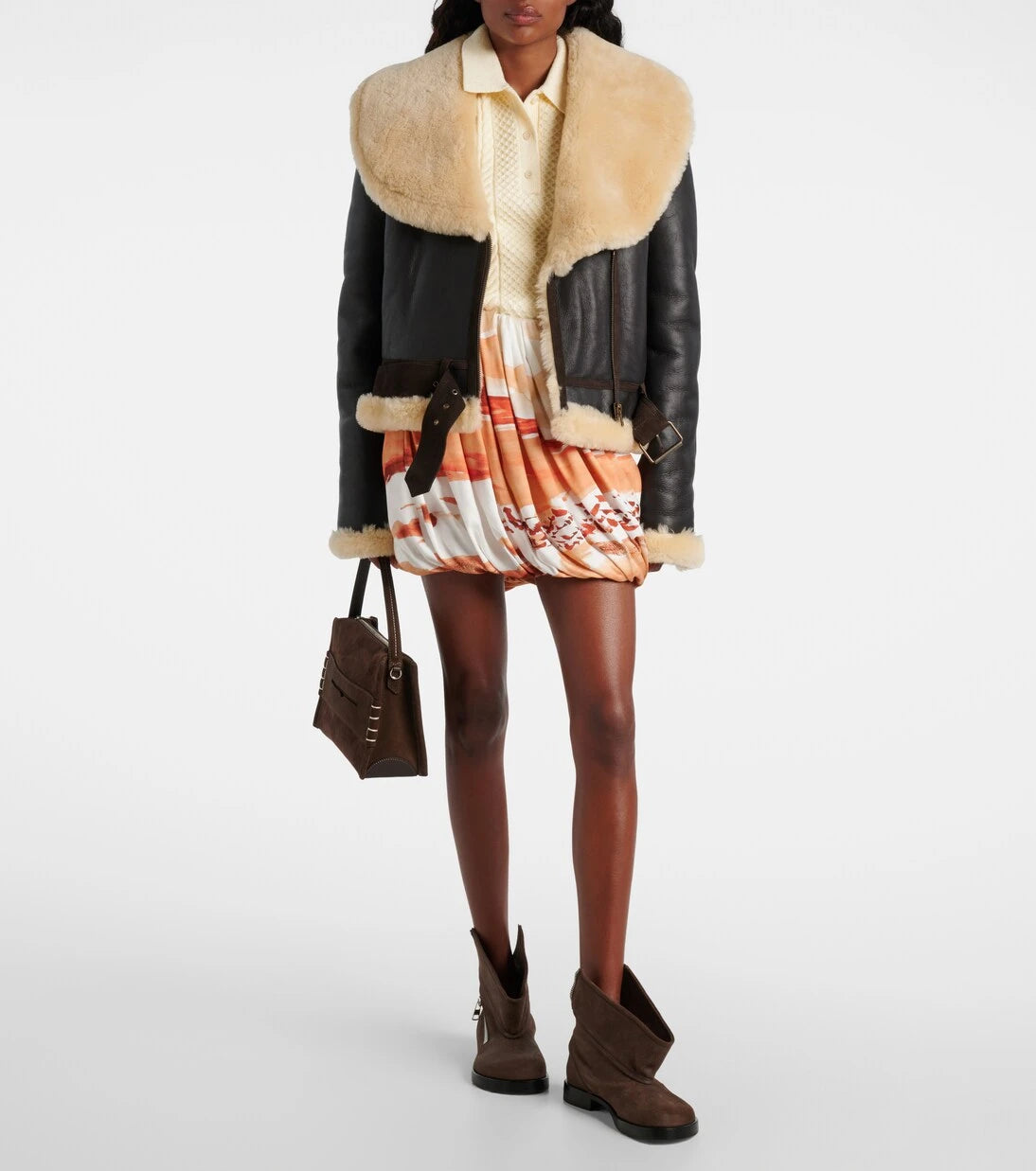 JW Anderson - Shearling-trimmed leather jacket