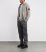 Stone Island Grey Organic Cotton Fleece Zip-Up Hoodie