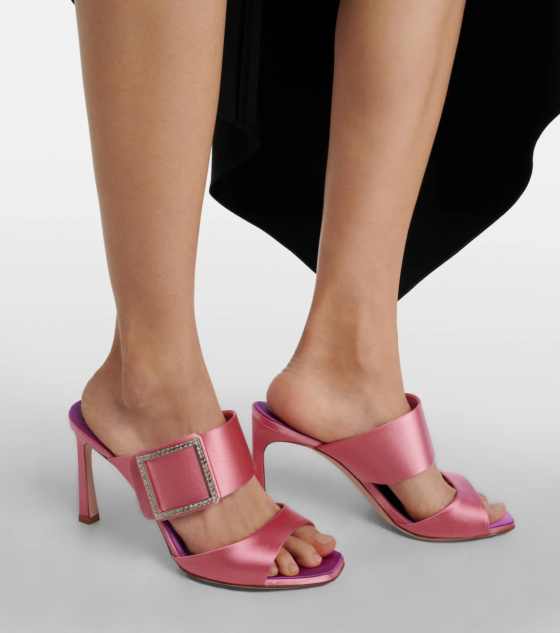Roger Vivier - Trompette 85 embellished satin mules