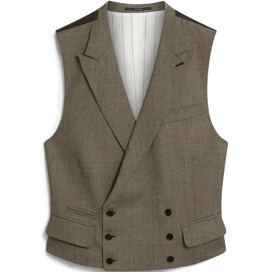 Wool Glen Check Double-Breasted Waistcoat