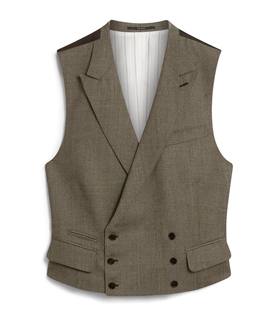 Wool Glen Check Double-Breasted Waistcoat