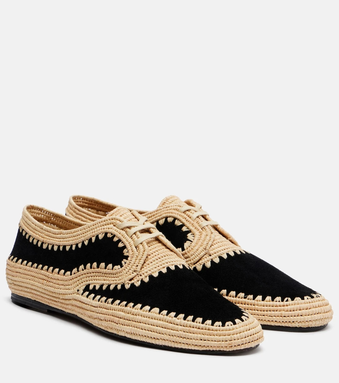 Gabriela Hearst - Strength raffia and suede Derby shoes