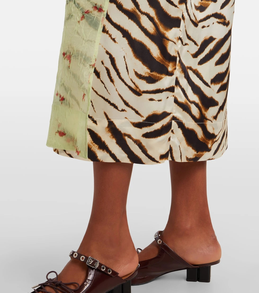 Ganni - Printed organza wrap skirt