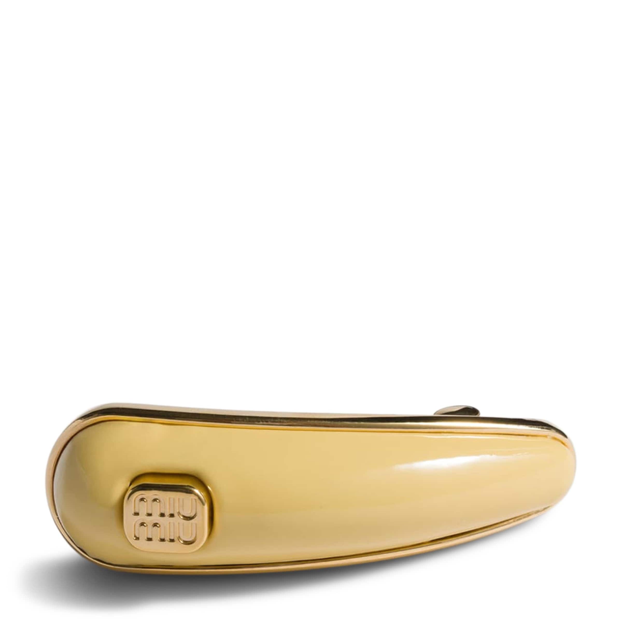 Yellow Patent Leather Logo Hair Clip