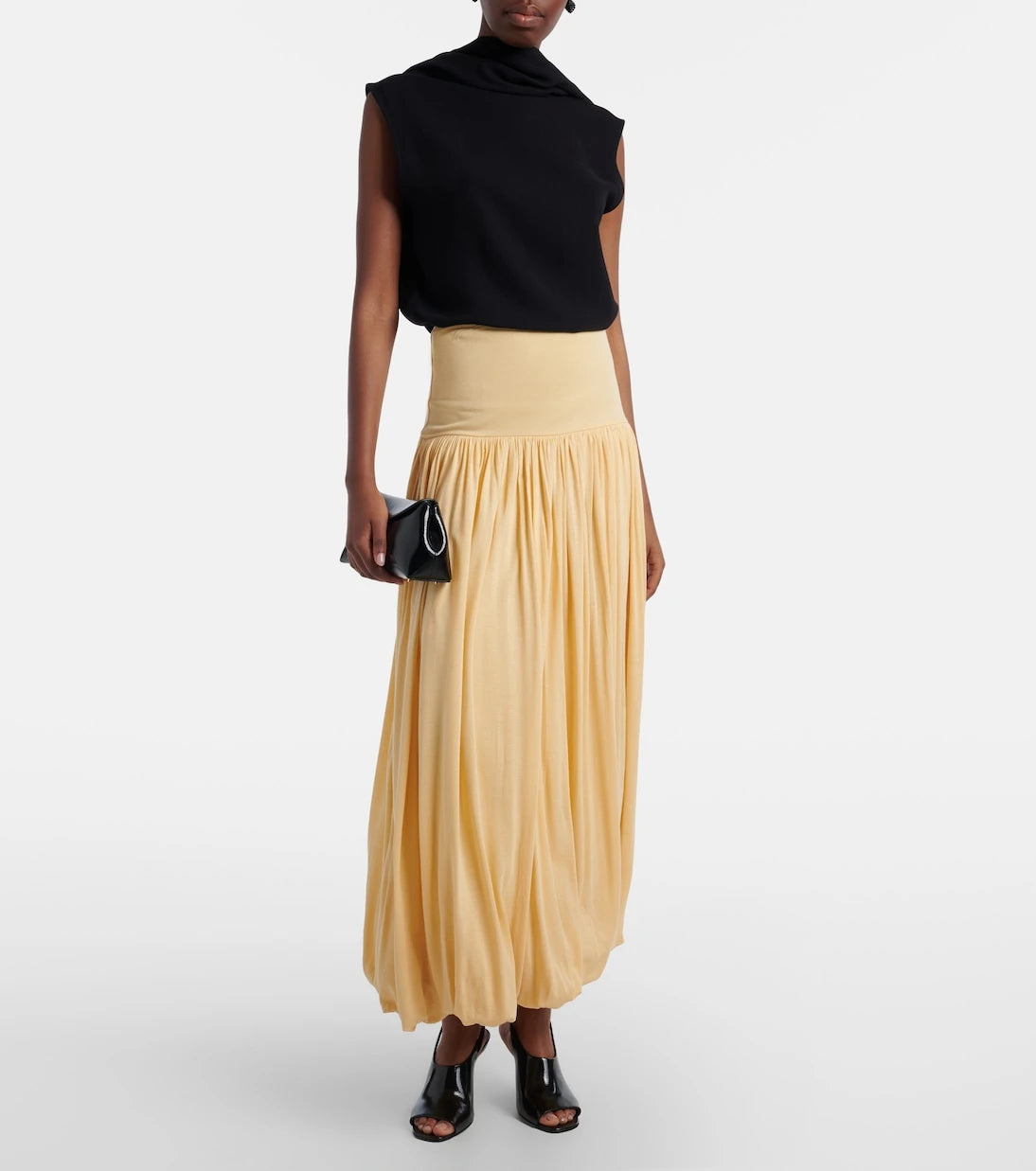Toteme - Gathered jersey midi skirt