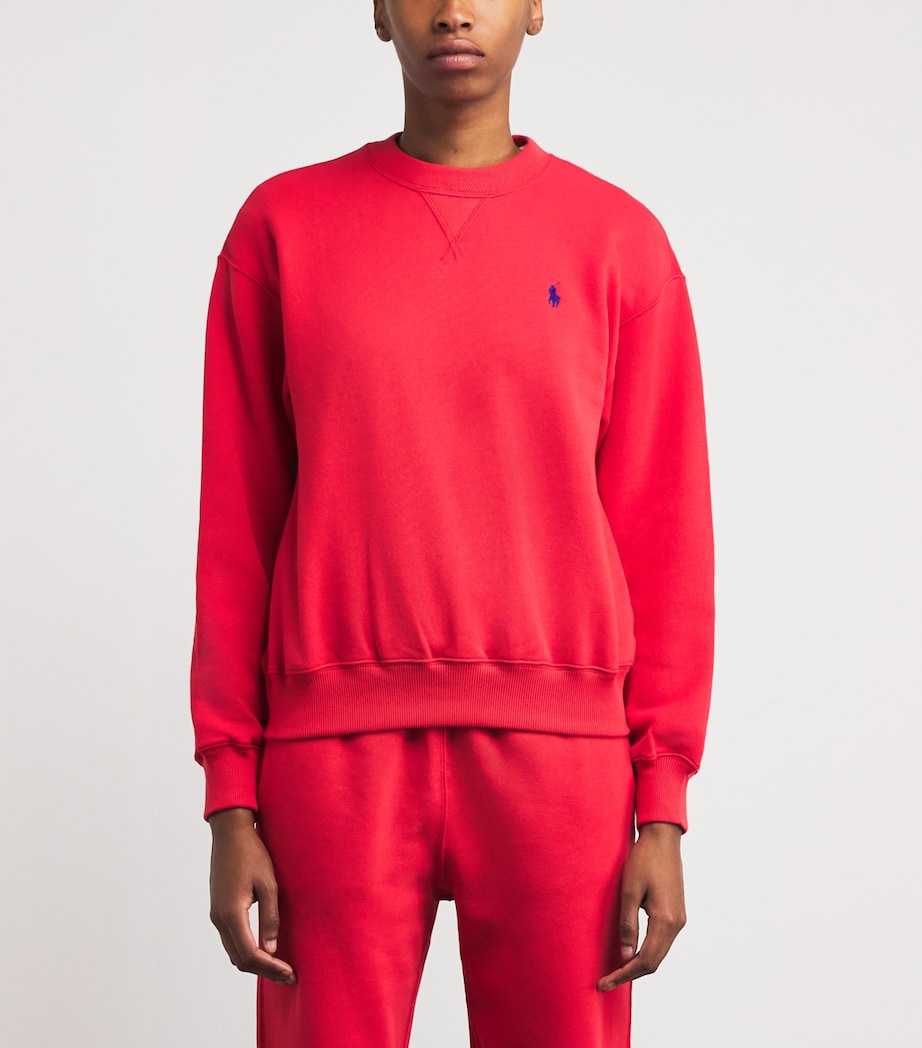 Orange Cotton-Blend Polo Pony Sweatshirt