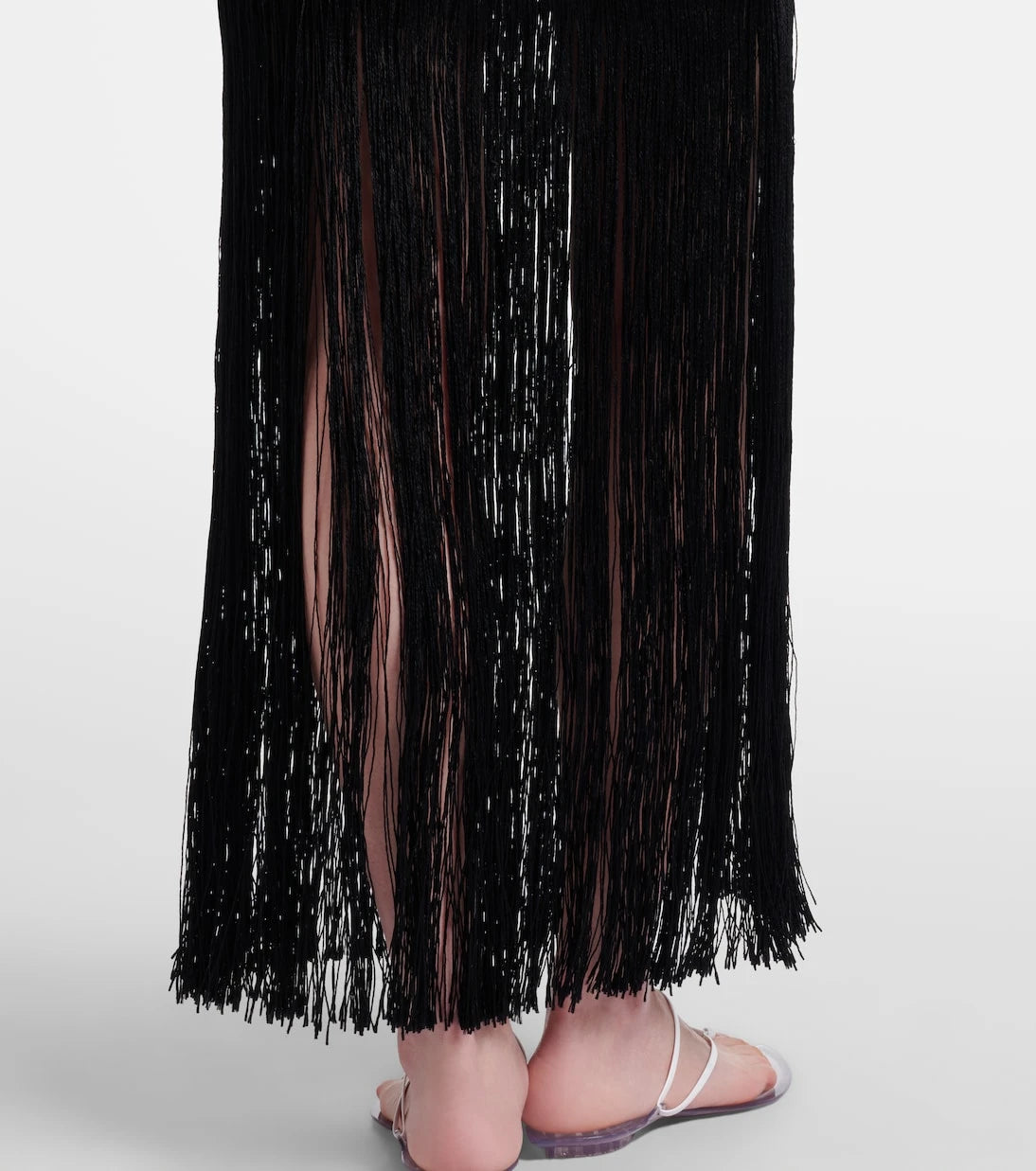 Alaïa - Fringed ribbed-knit skirt