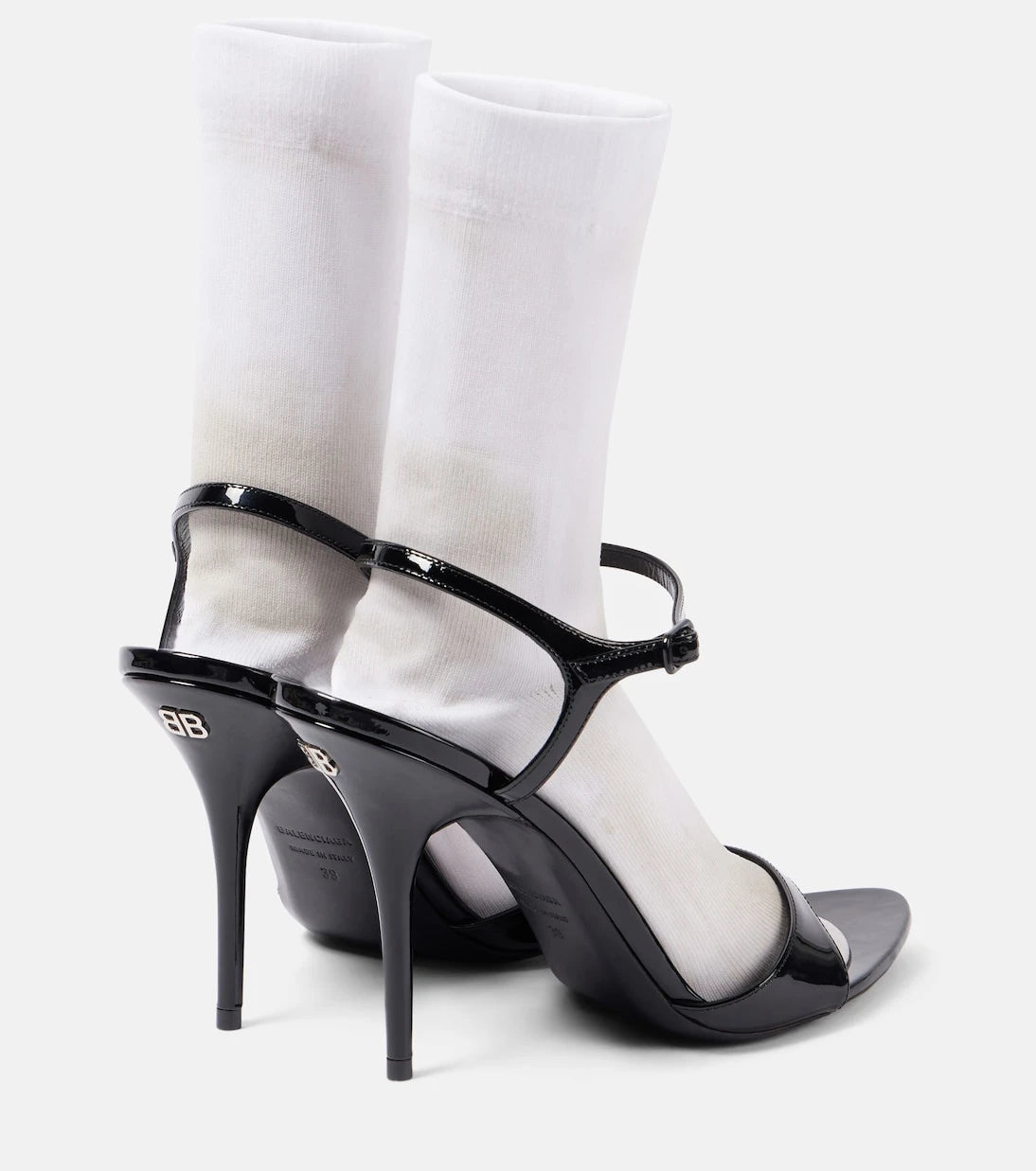 Balenciaga - Avenue Sock 110 patent leather sandals