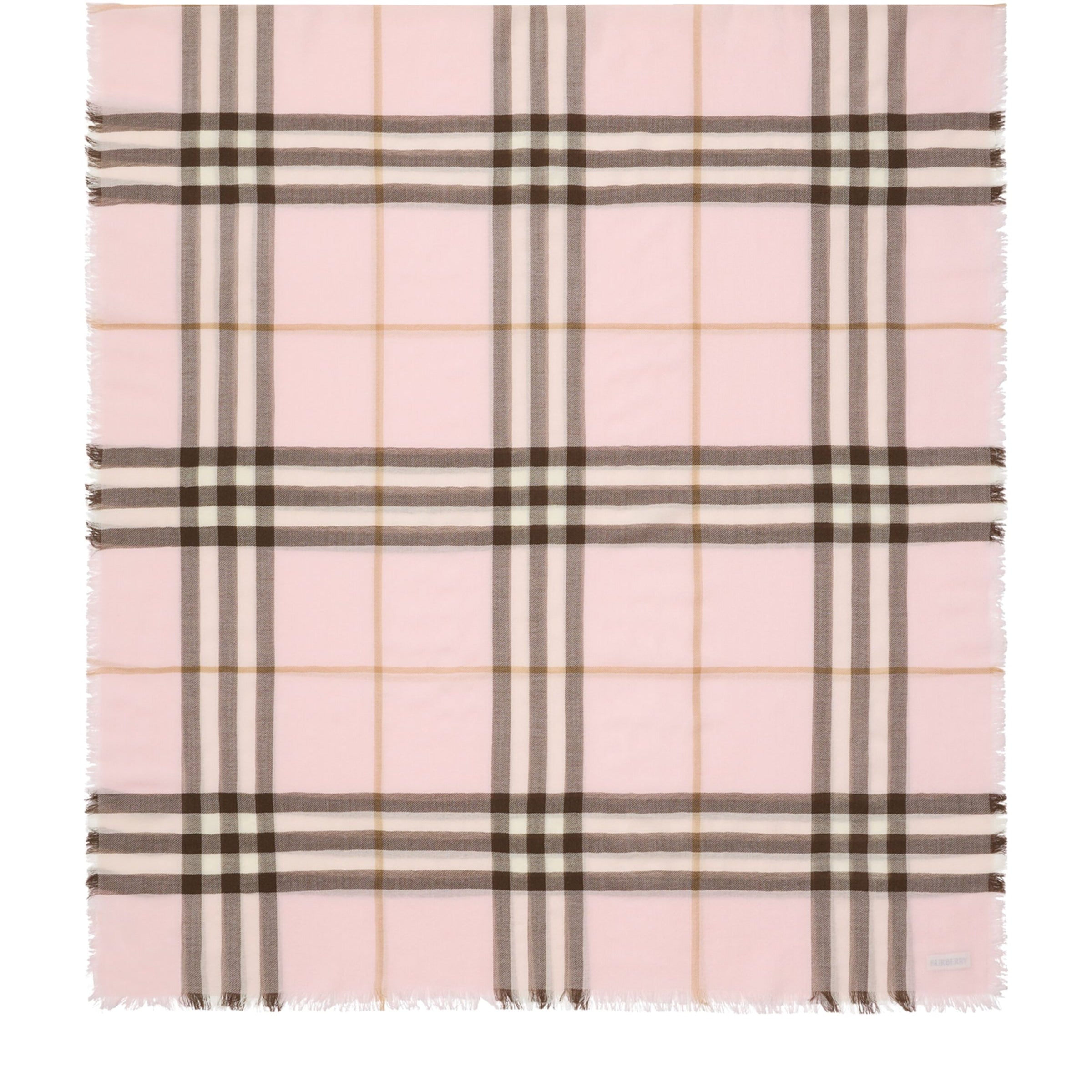 Burberry Pink Wool Check Scarf