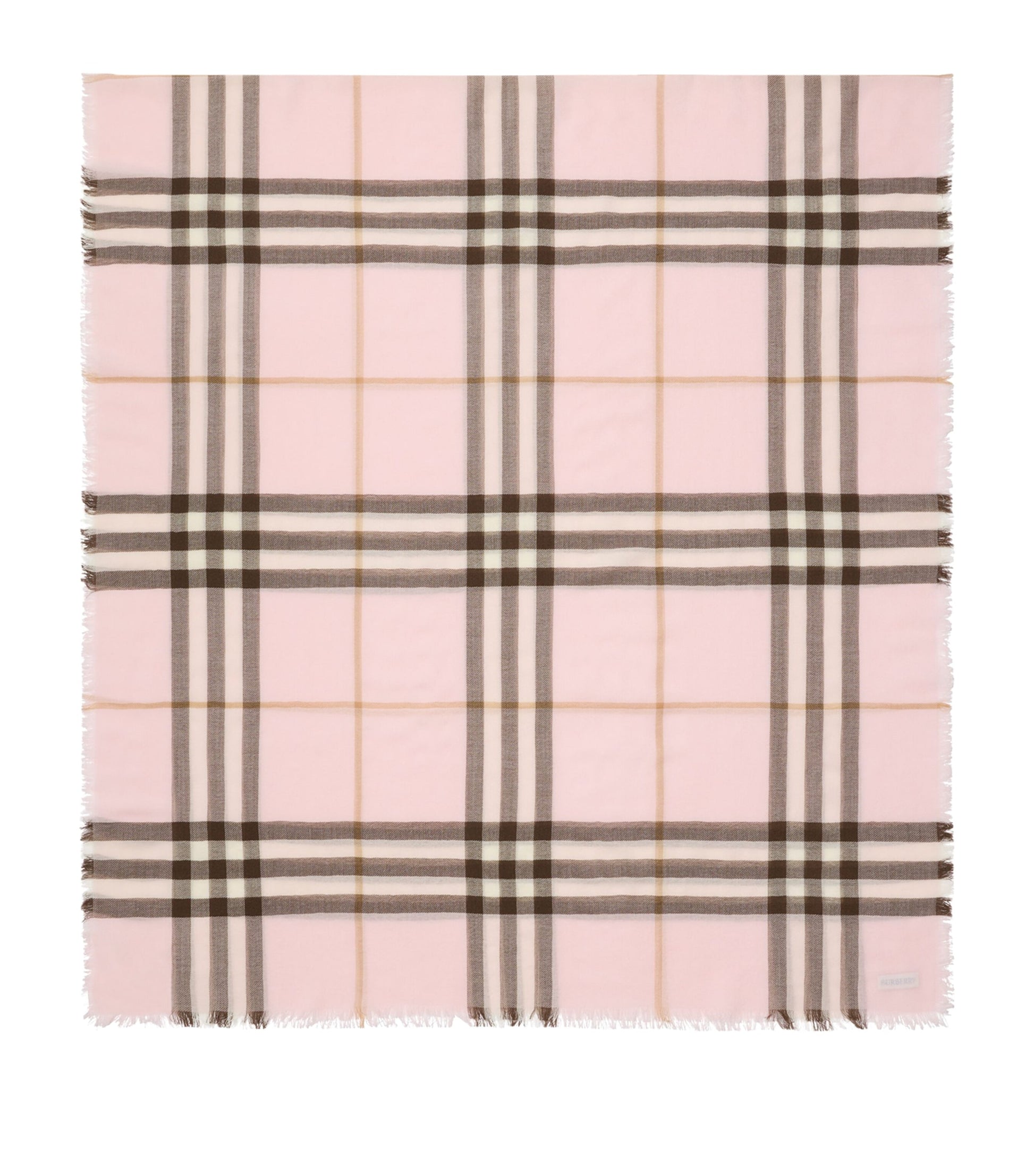 Burberry Pink Wool Check Scarf