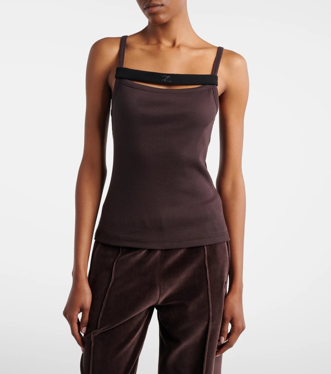 Courrèges - Ribbed-knit cotton tank top