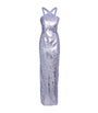 Pamella Roland Blue Sequinned Embellished Halterneck Gown