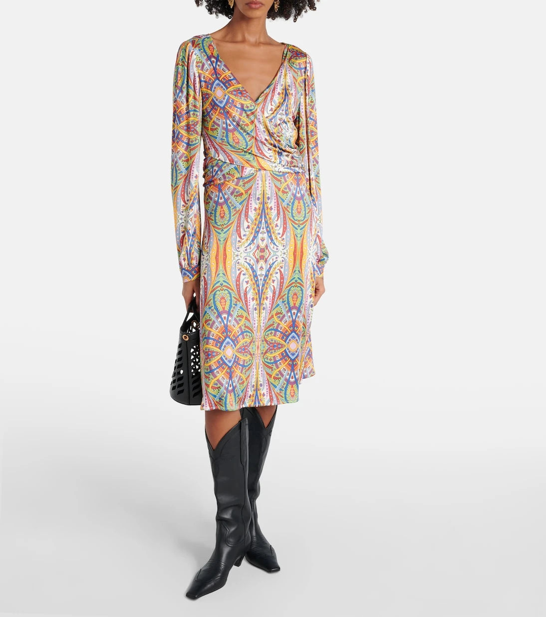 Etro - Printed gathered jersey midi dress