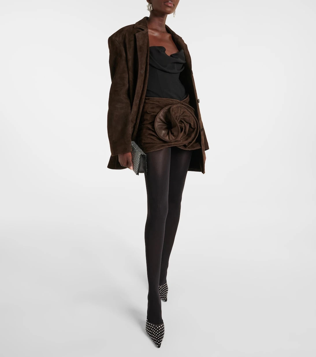 Magda Butrym - Floral-appliqué suede miniskirt