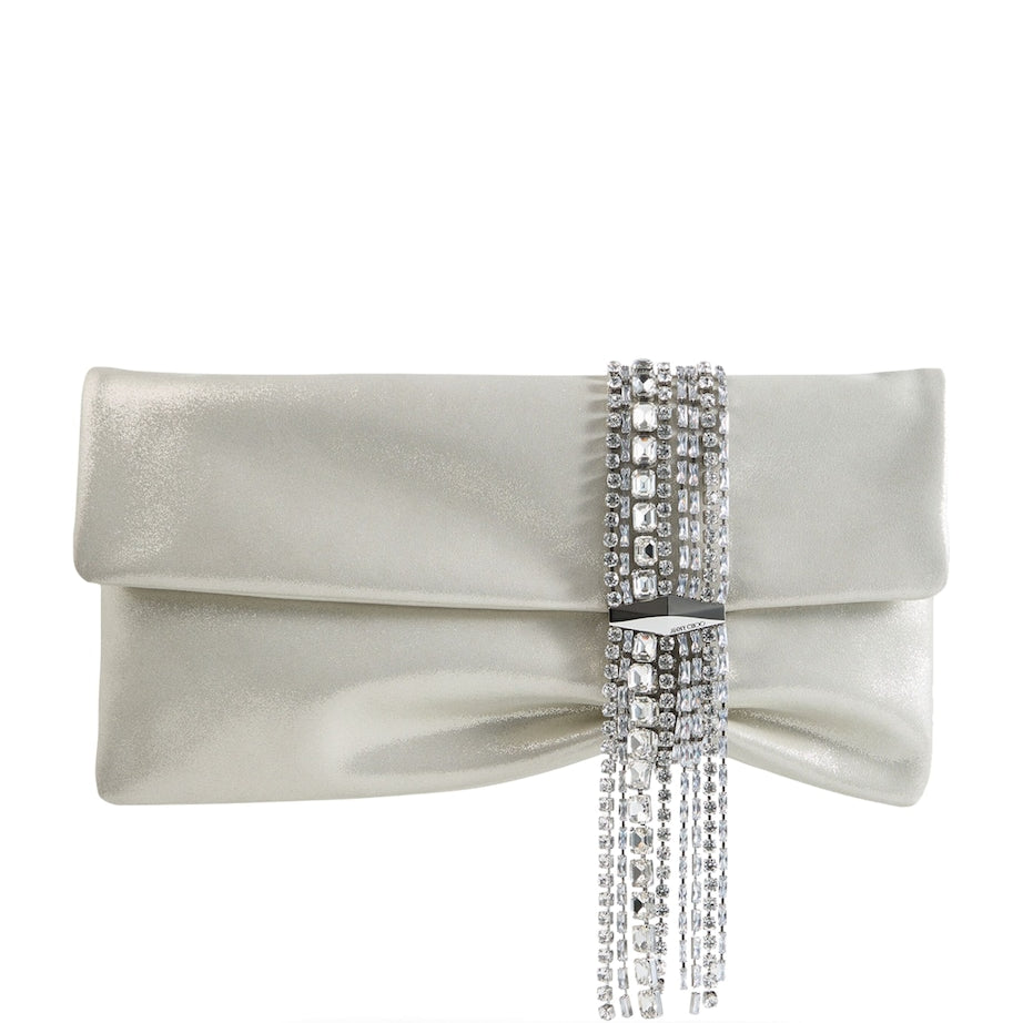 Jimmy Choo Gold Zandra Leather Embellished Clutch Bag