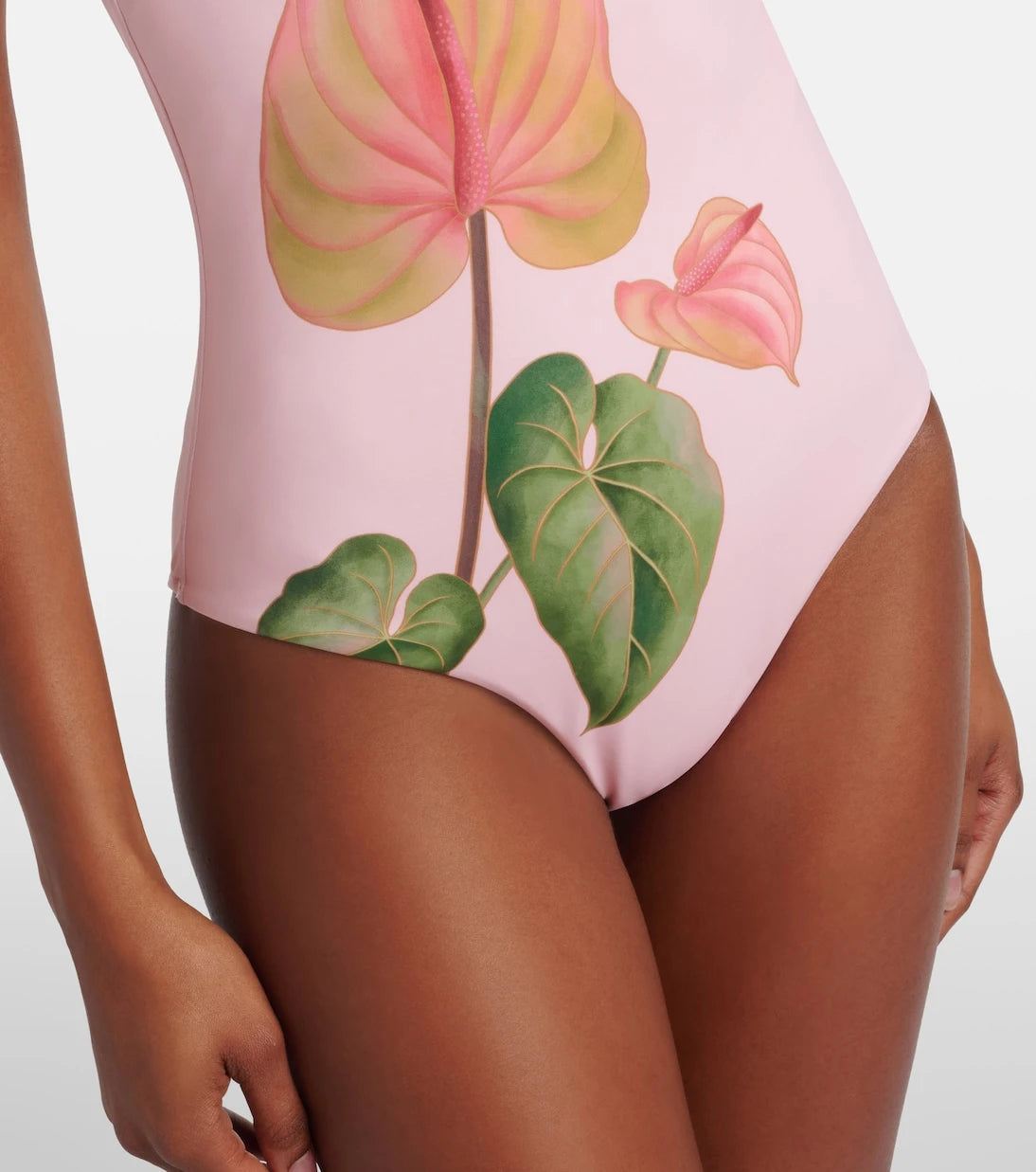 Farm Rio - Anturium one-shoulder swimsuit