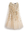 Jenny Packham Kids Gold Tulle Embellished Goldy Cape Dress (6-12 Years)