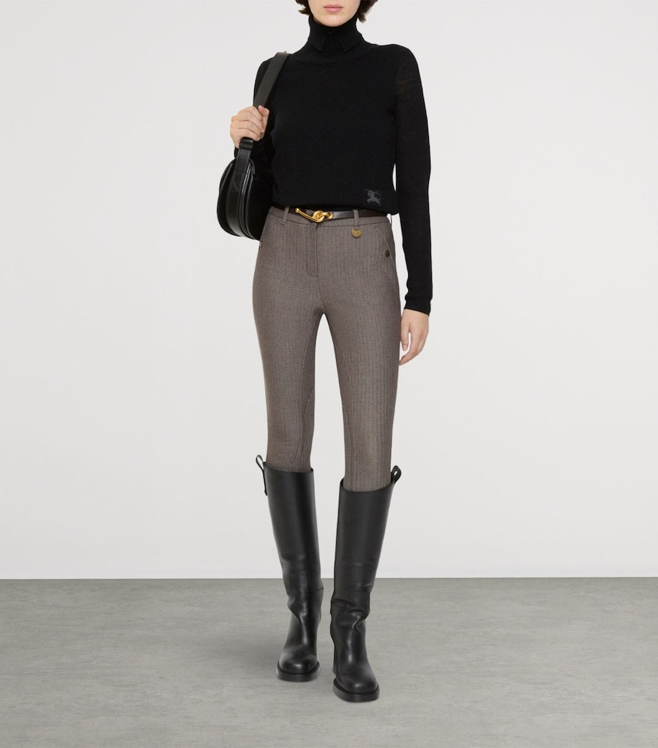 Burberry Brown Stretch Cotton Herringbone Jodhpurs