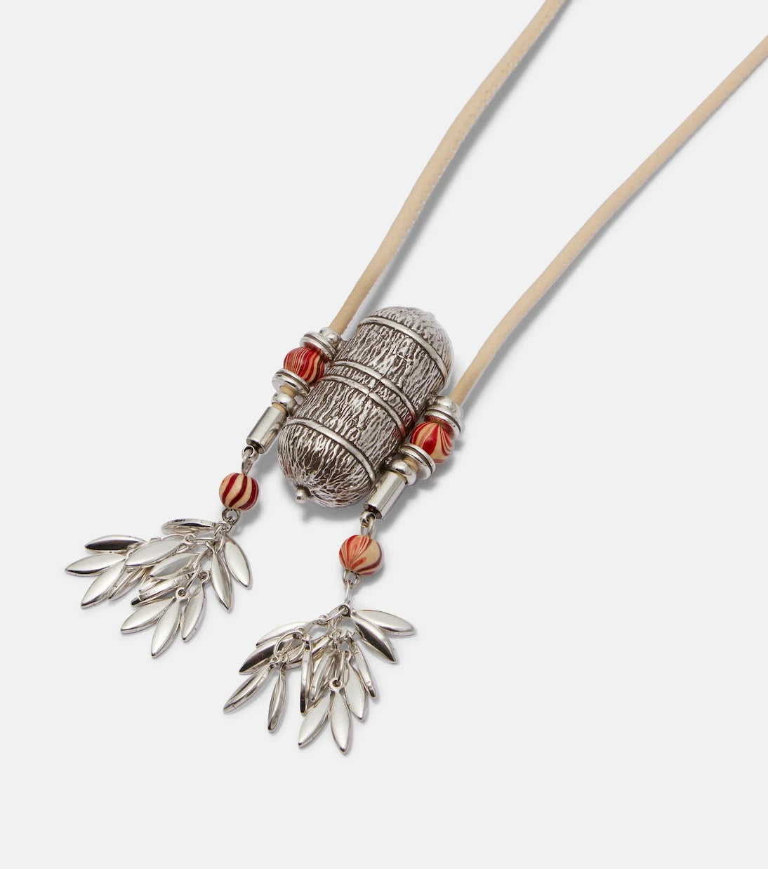 Isabel Marant - Janis beaded leather-trimmed pendant necklace