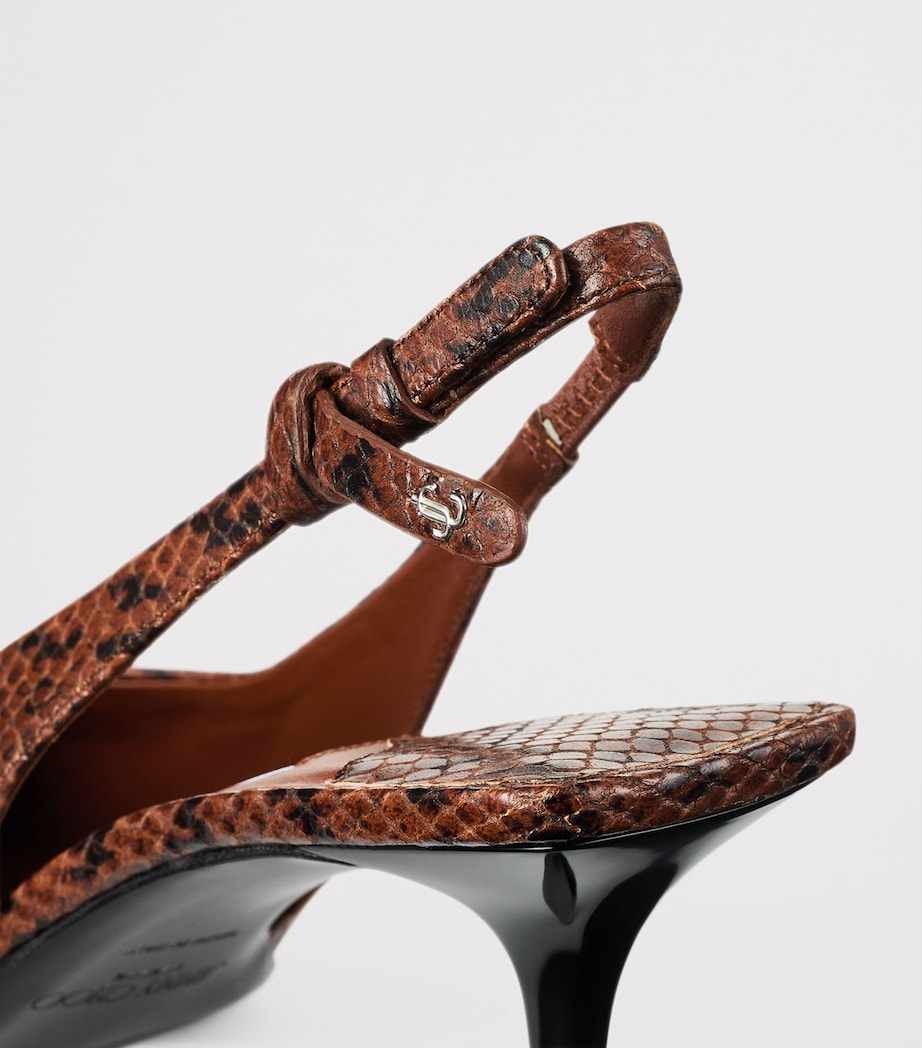Camie 60 Leather Kigali Snake Print Slingback Pumps