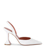 Amina Muaddi White Leather Holli Slingback Pumps 95