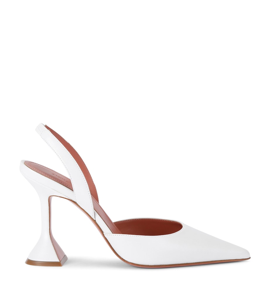 Amina Muaddi White Leather Holli Slingback Pumps 95