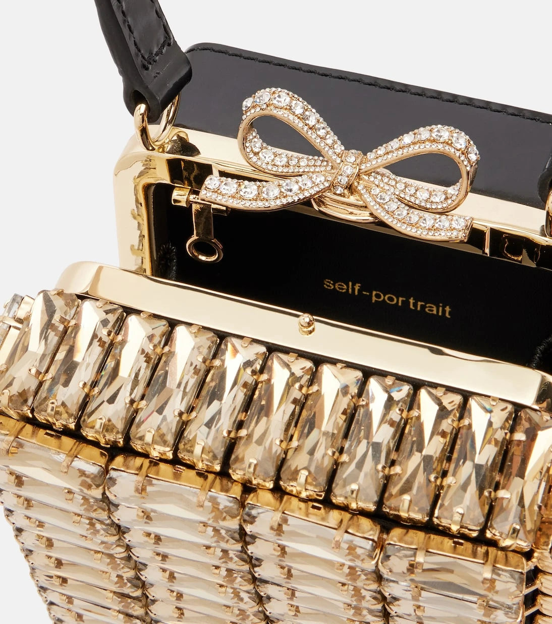 Self-Portrait - Micro crystal-embellished box bag