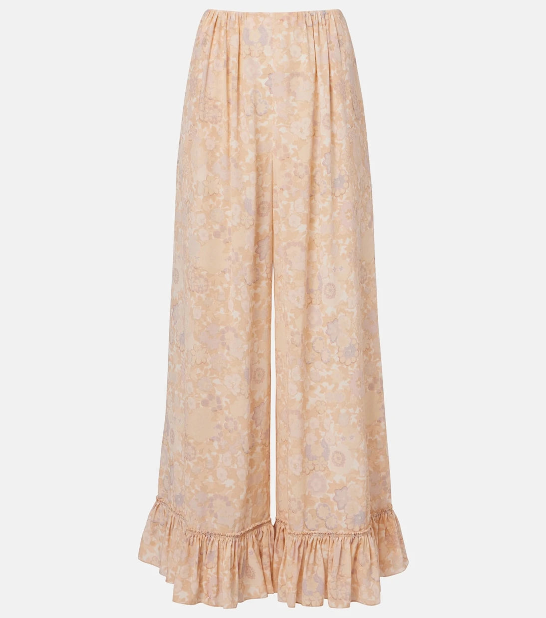 Chloé - Floral ruffled silk wide-leg pants