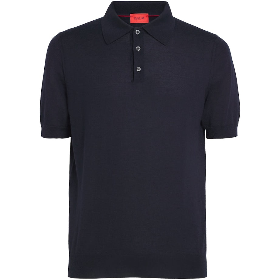 Isaia Black Cashmere-Silk Knit Polo Shirt