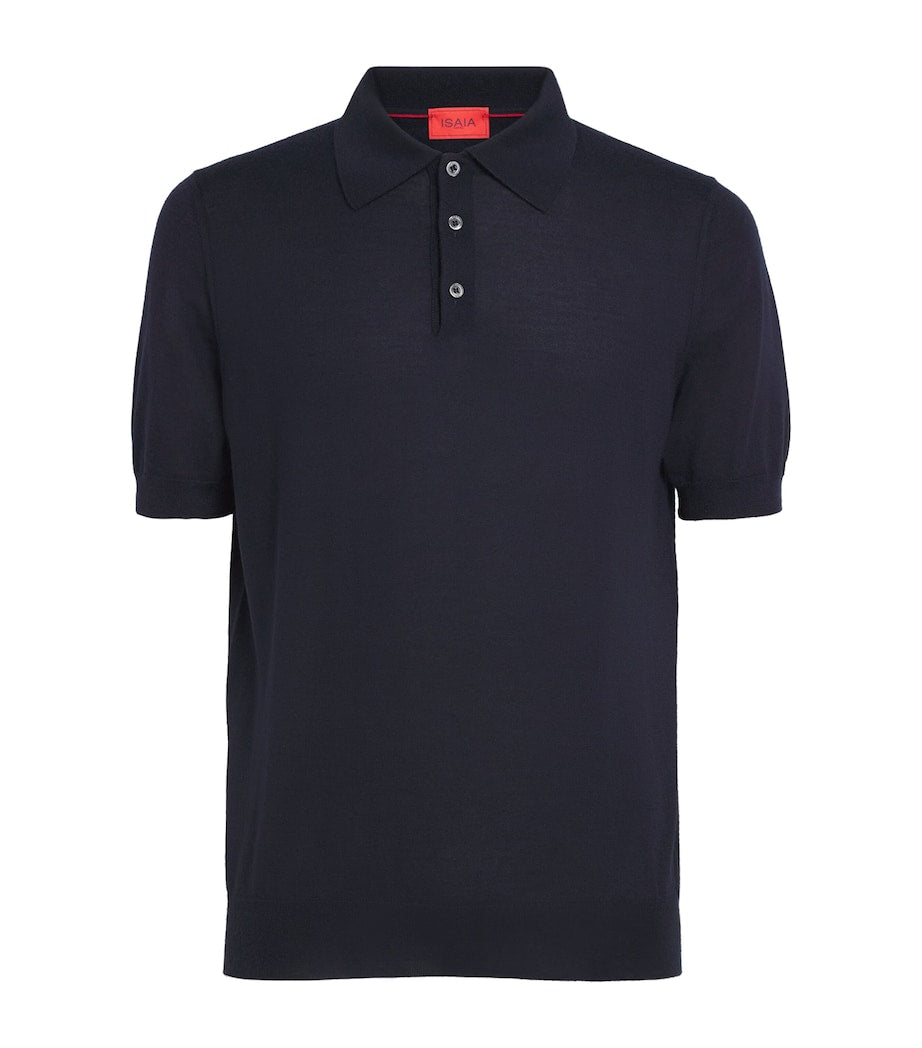 Isaia Black Cashmere-Silk Knit Polo Shirt