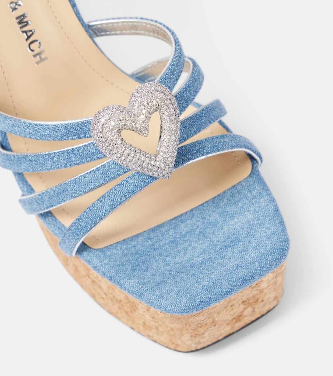 Mach & Mach - Double Heart denim wedges