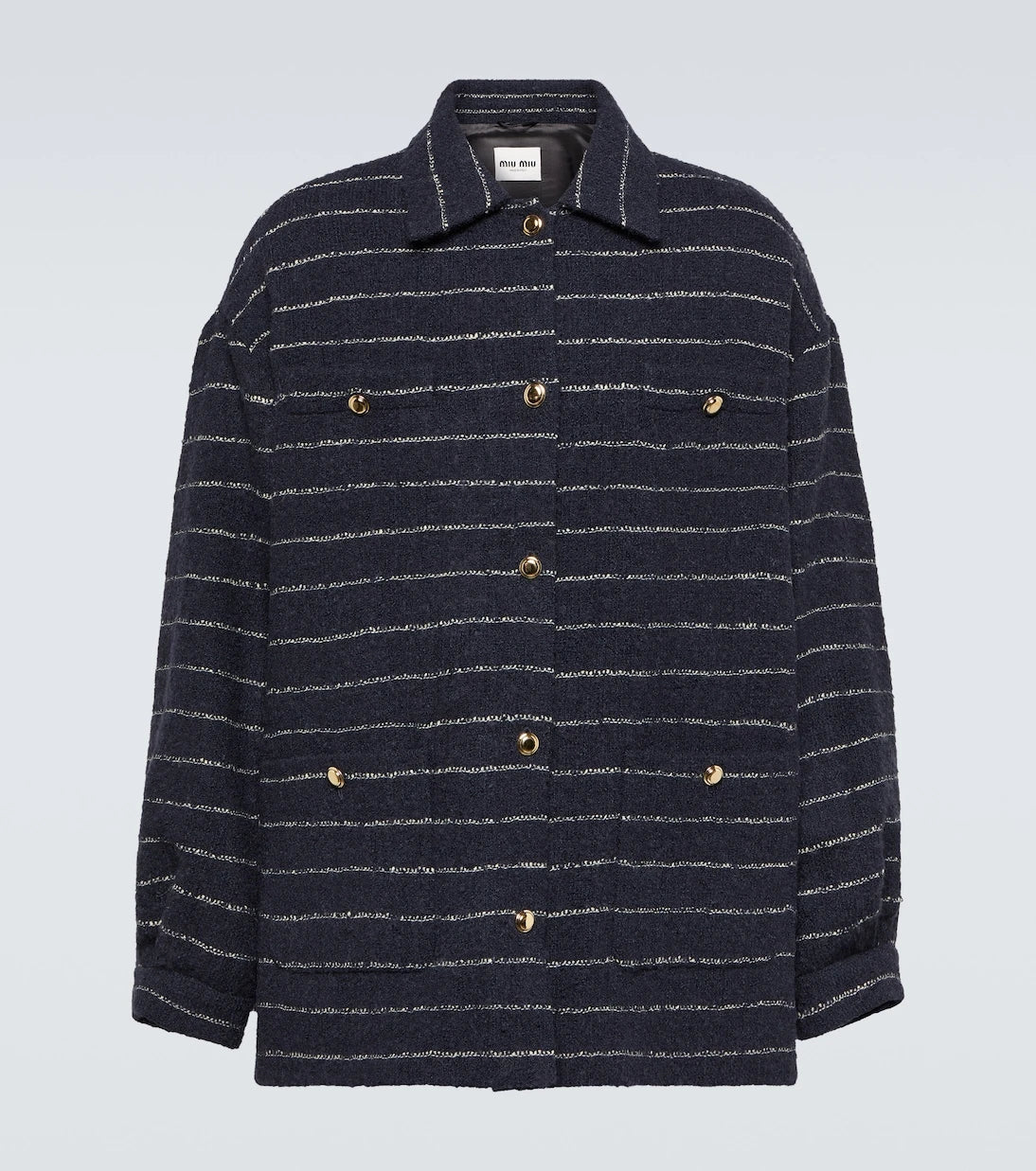 Miu Miu - Striped wool-blend bouclé jacket