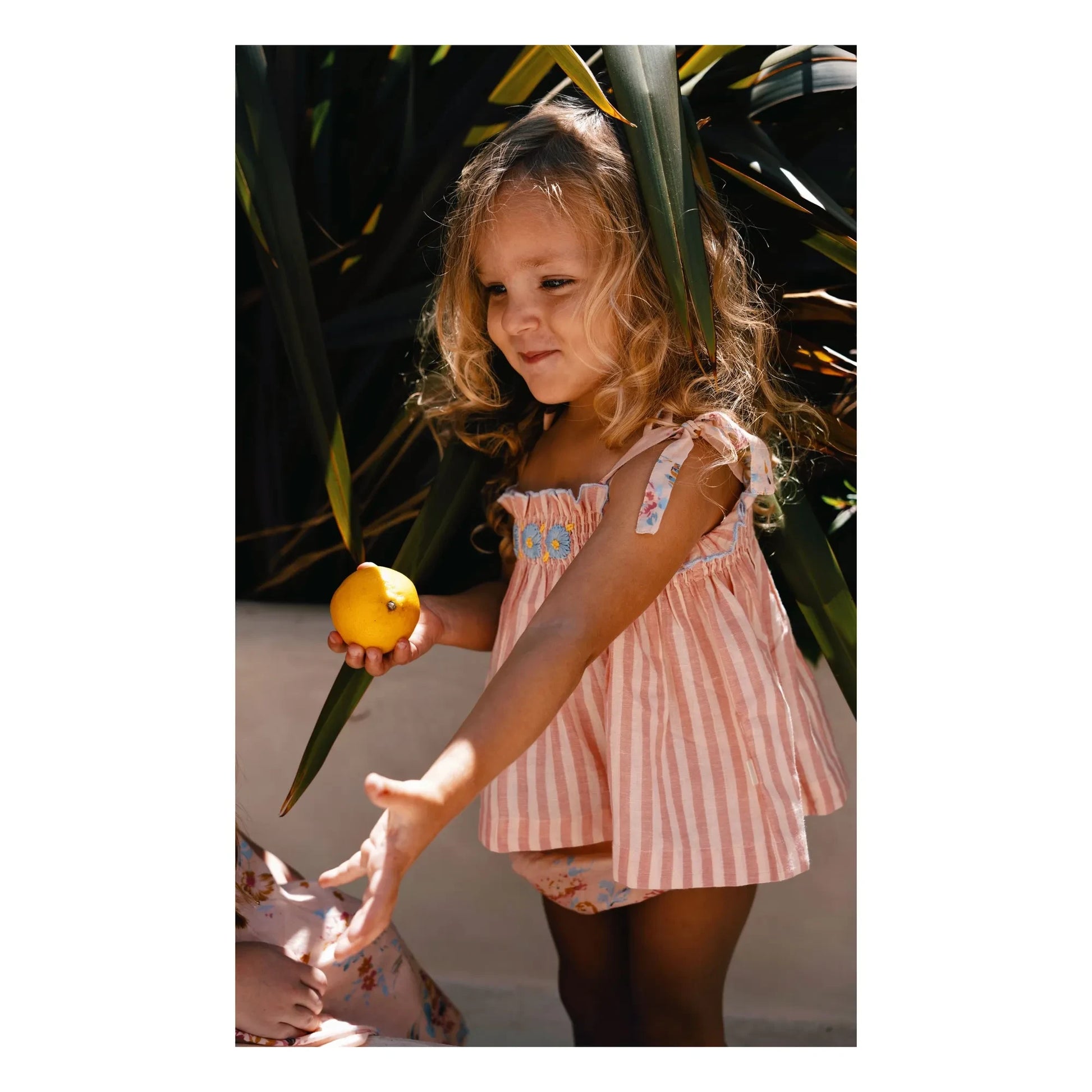 Lilinoa - Embroidered Annette Striped Top | Blush