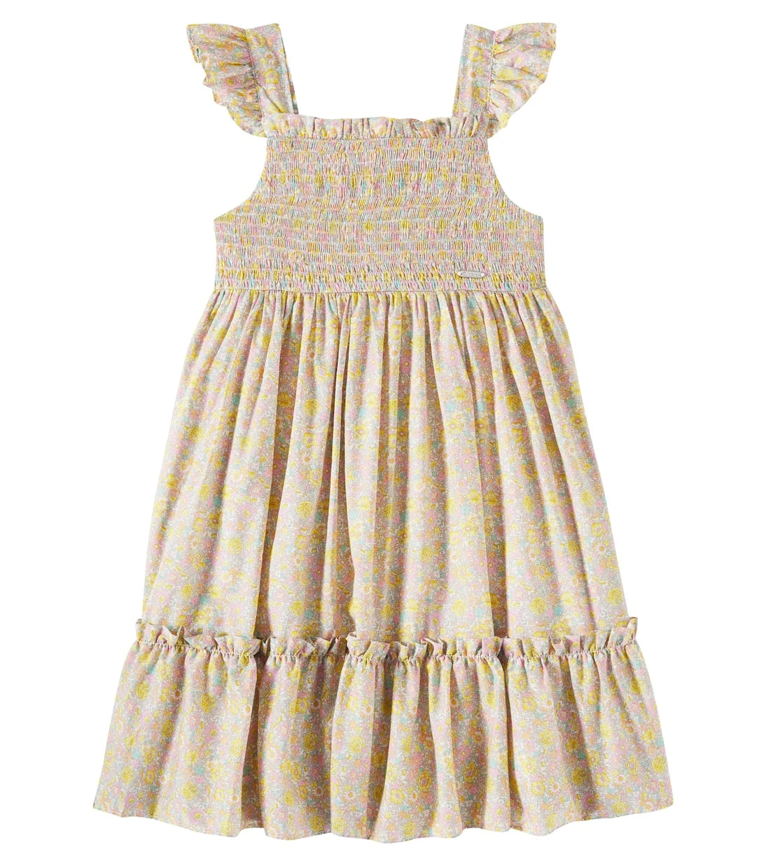 Patachou - Ruffled shirred floral cotton dress