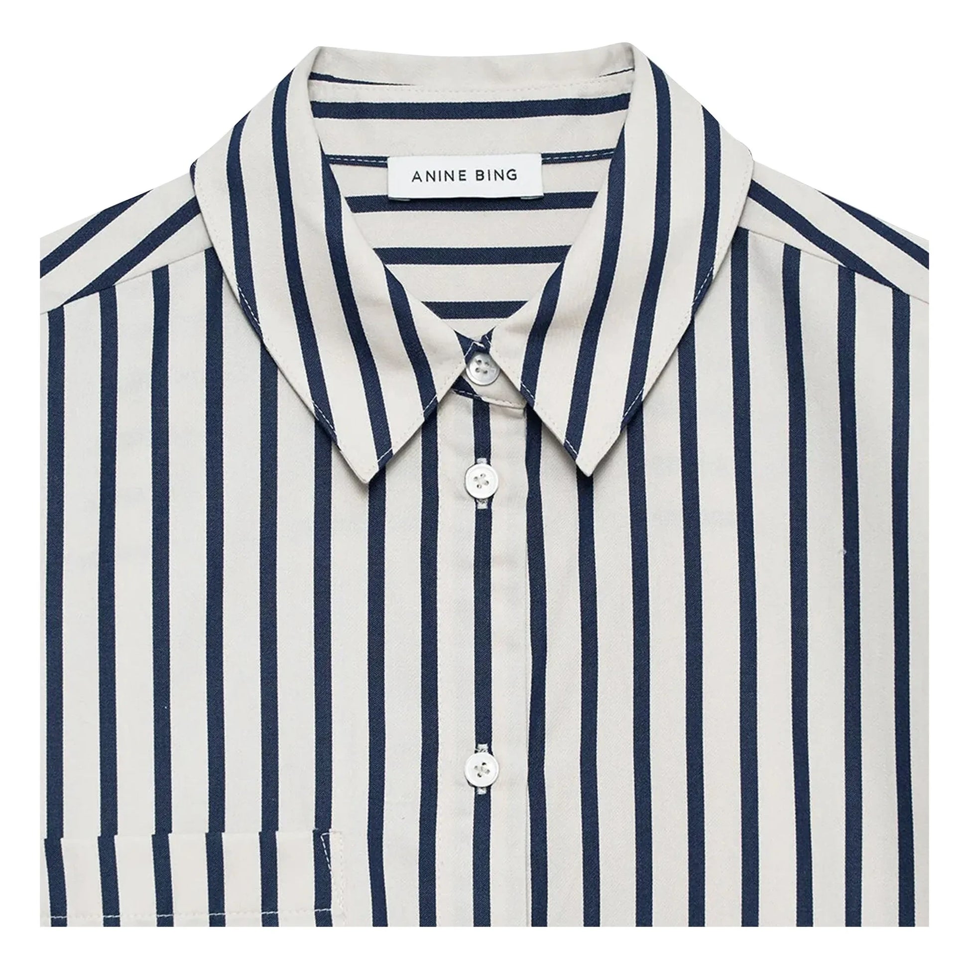 Anine Bing - Essie Striped Crop Shirt | Navy blue