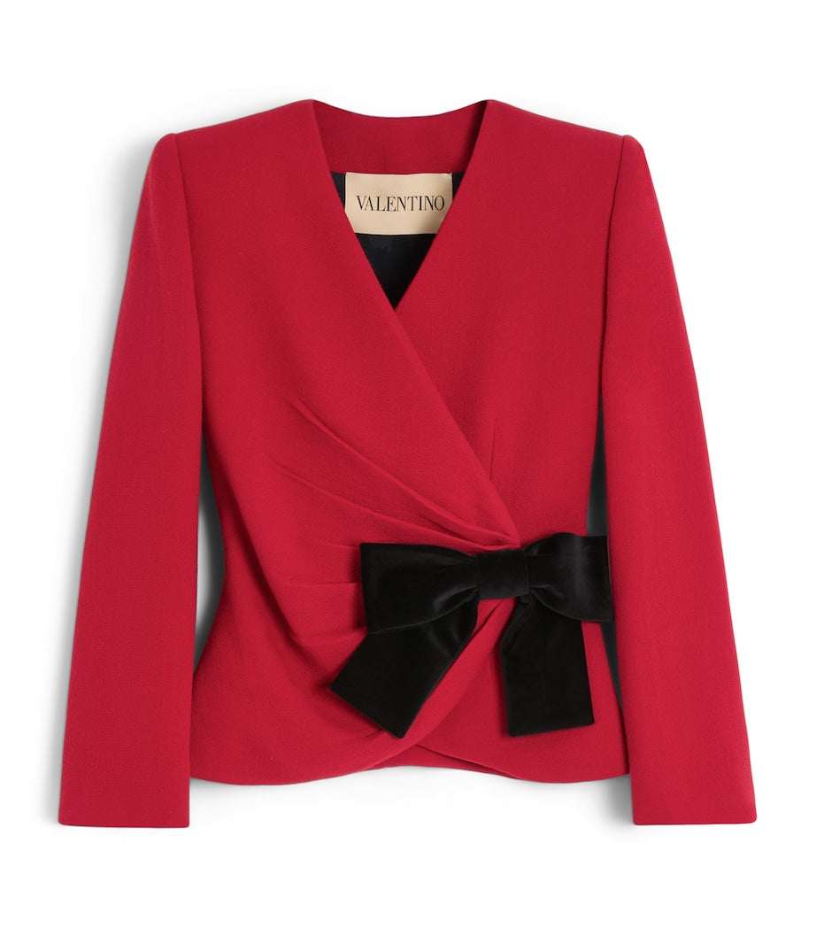 Valentino Red Virgin Wool Bow Blazer