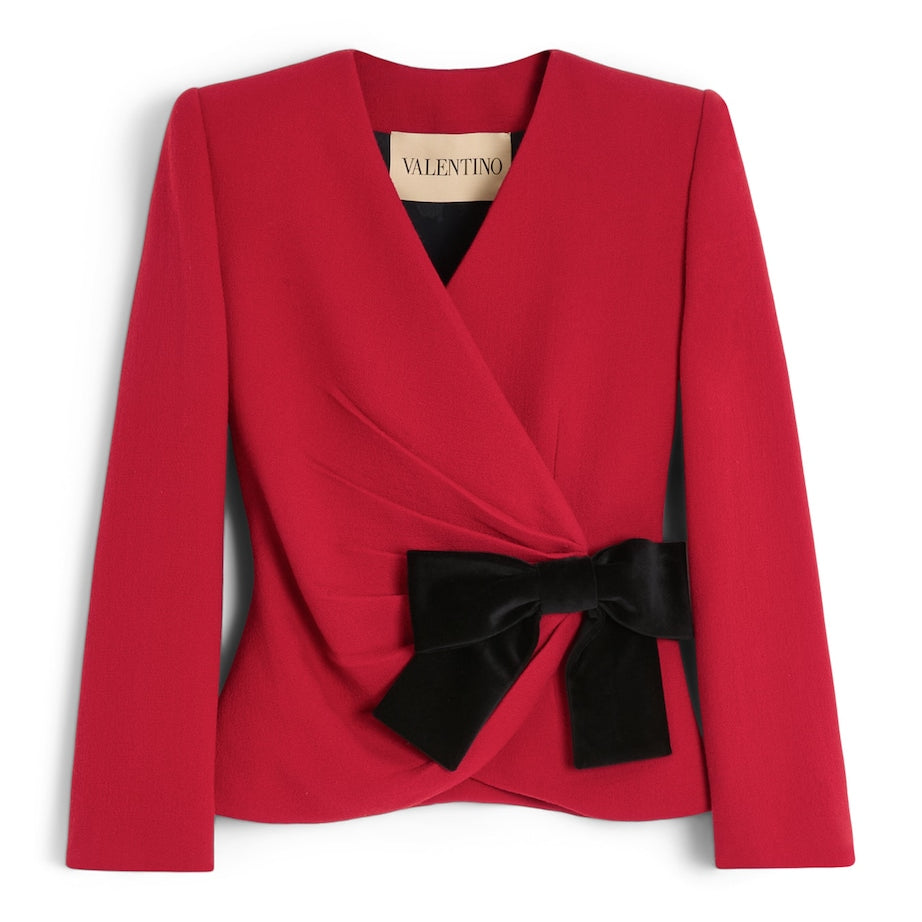 Valentino Red Virgin Wool Bow Blazer