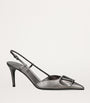 Valentino Garavani Grey Leather VLogo Slingback Pumps 80