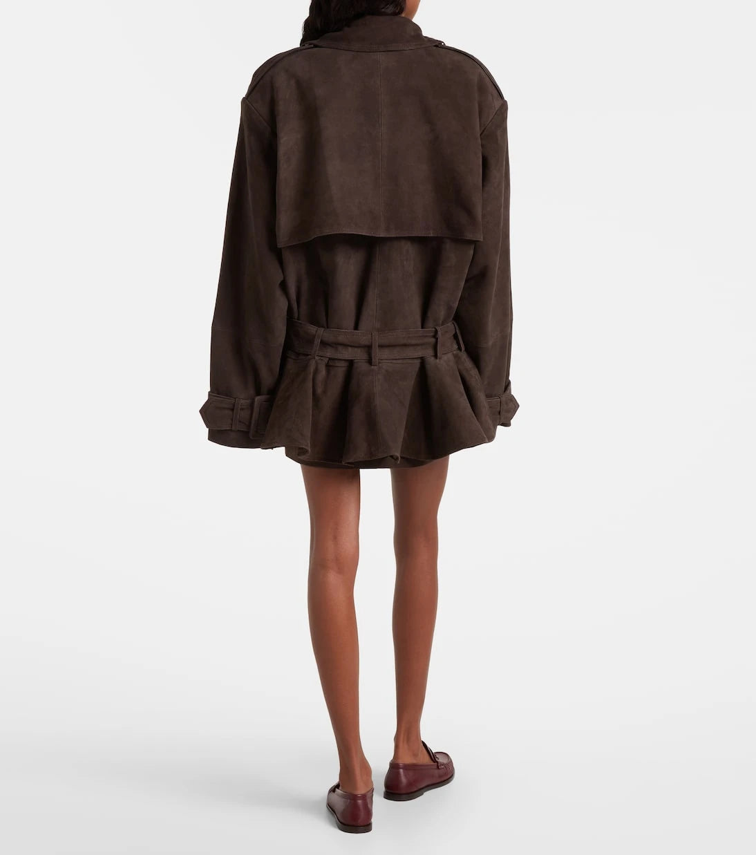 Rotate - Oversized suede biker jacket
