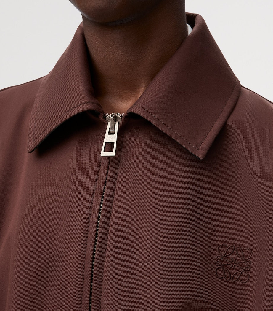 LOEWE Brown Cotton-Silk Buckled Shirt Jacket