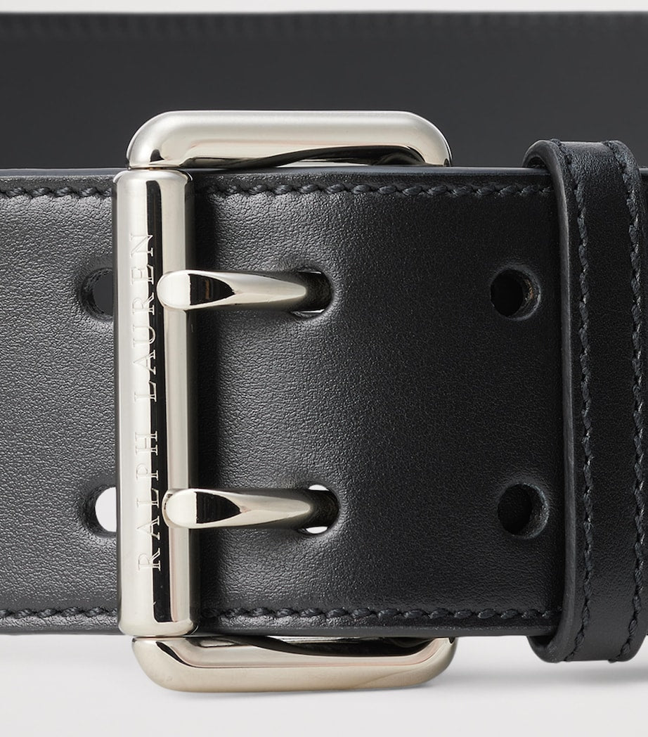 Black Calfskin Double-Prong Belt