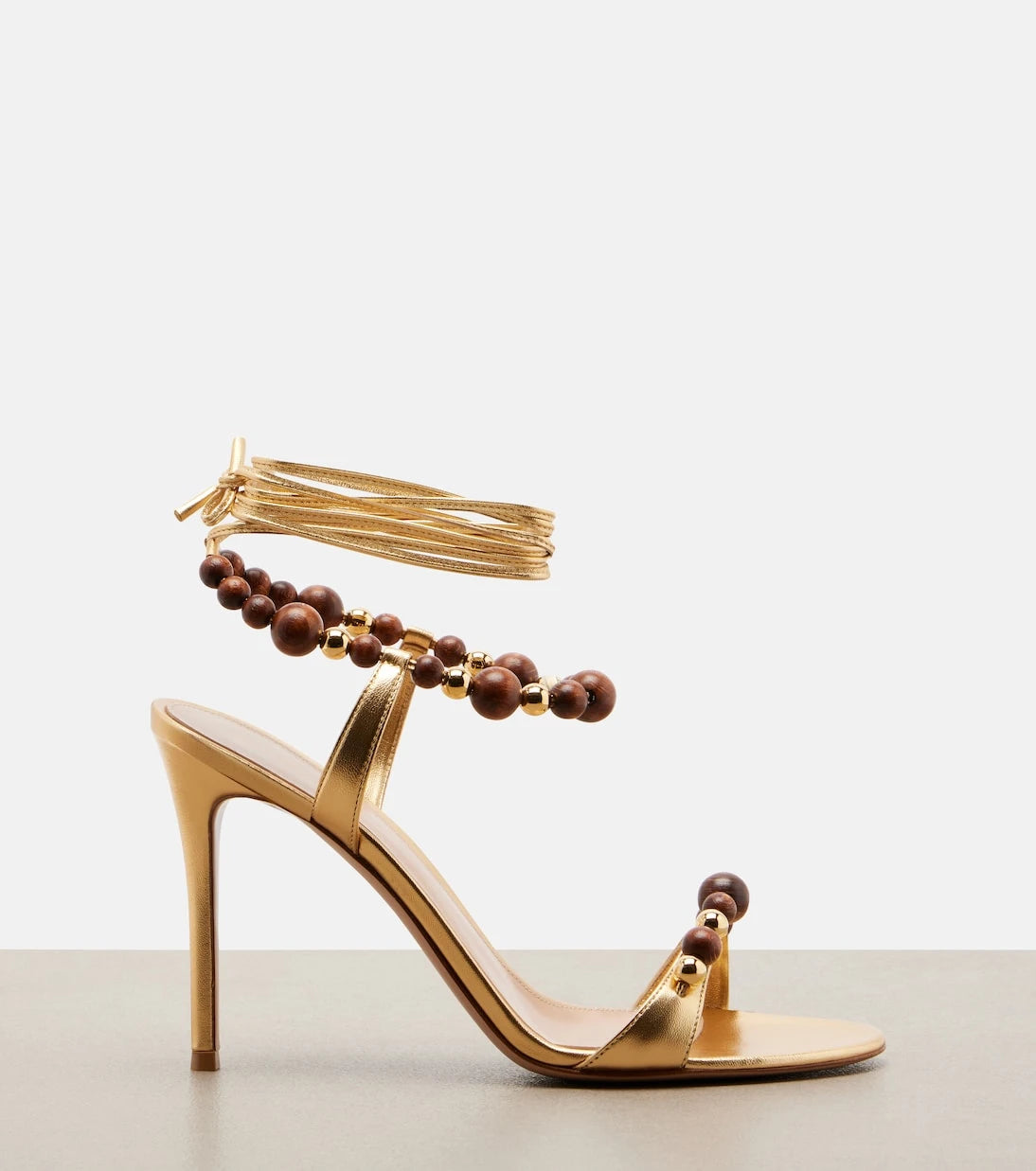 Gianvito Rossi - Embellished metallic leather slingback sandals