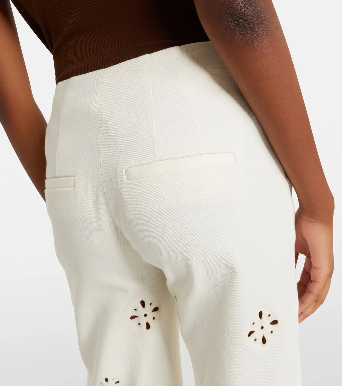 Veronica Beard - Komi eyelet cotton twill flared pants