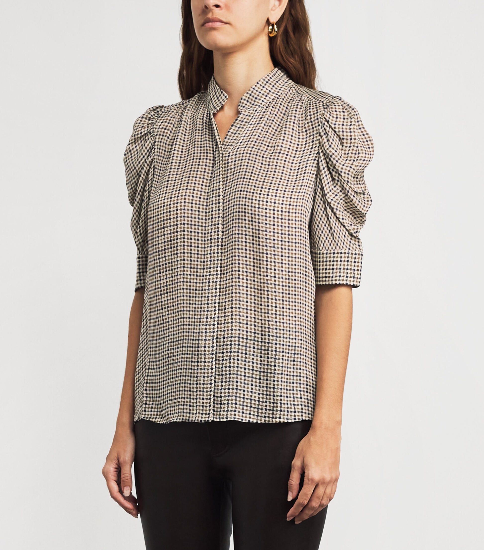 Silk Houndstooth Gillian Top