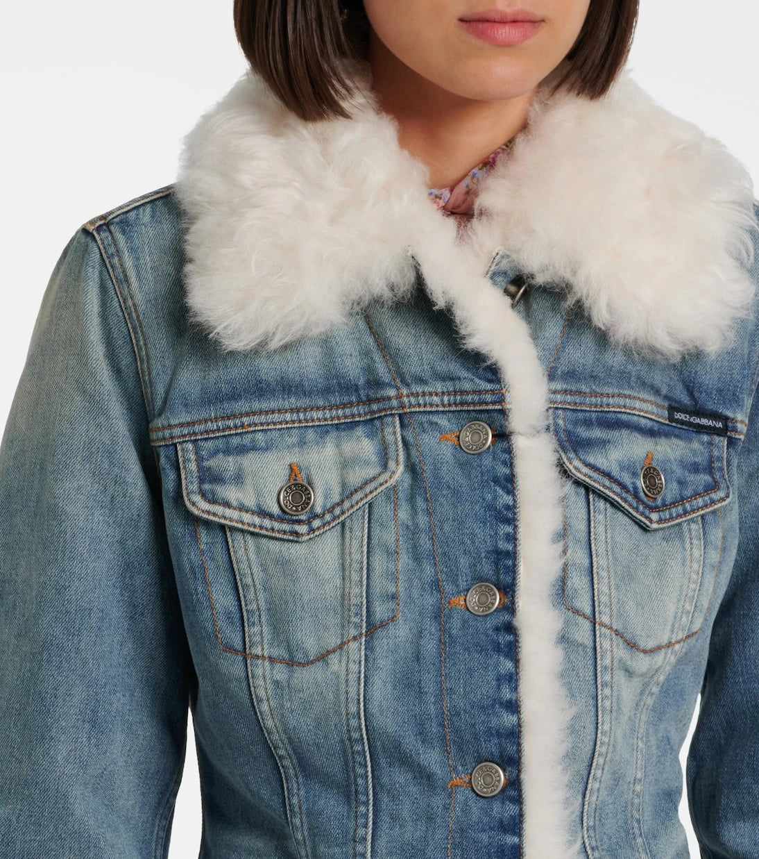 Dolce&Gabbana - Shearling-trimmed denim jacket