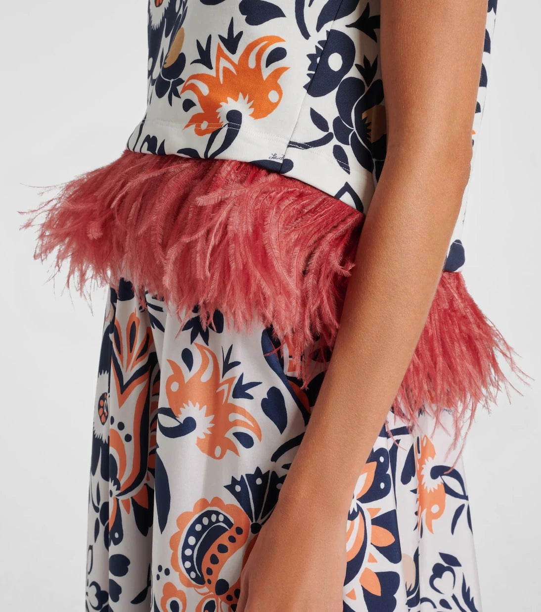 La DoubleJ - La Scala feather-trimmed cotton top
