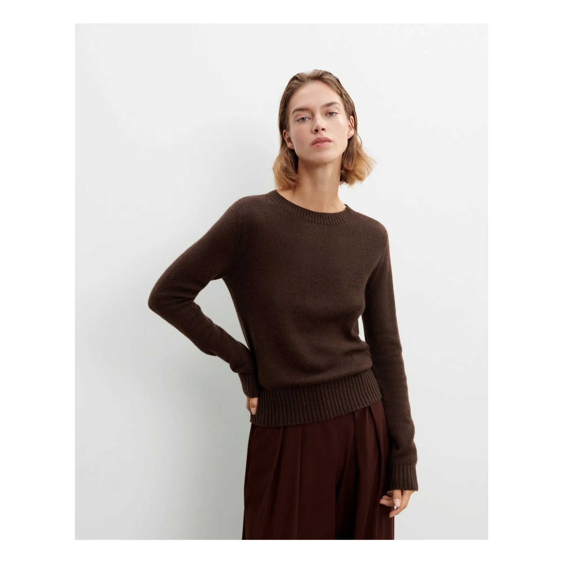 Bompard - Round Neck Sweater 4 Threads Cashmere | Chocolate