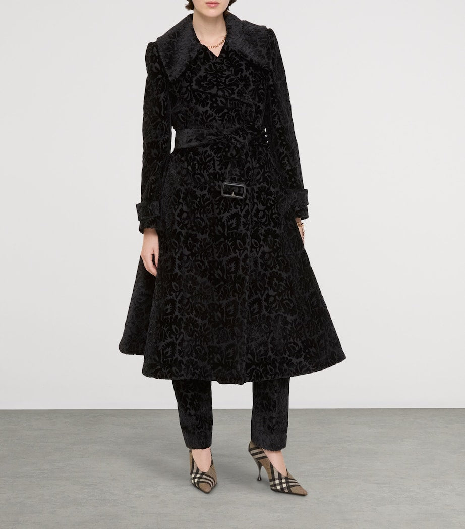 Burberry Black Silk-Blend Velvet Tailored Coat