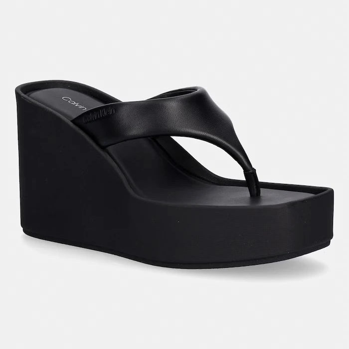 Calvin Klein Kadın Deri WEDGE 70 SNDL THONG Terlik