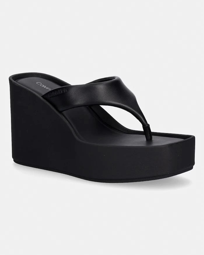 Calvin Klein Kadın Deri WEDGE 70 SNDL THONG Terlik